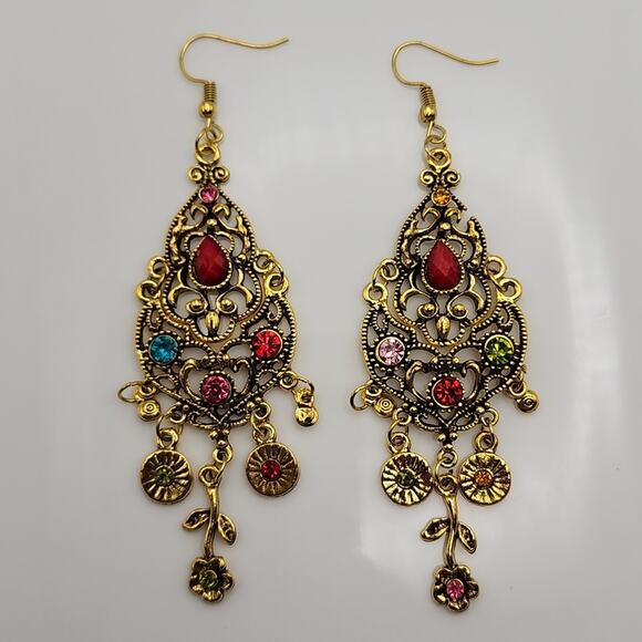 Boho Victorian Multicolor Earrings - Picture 1 of 3